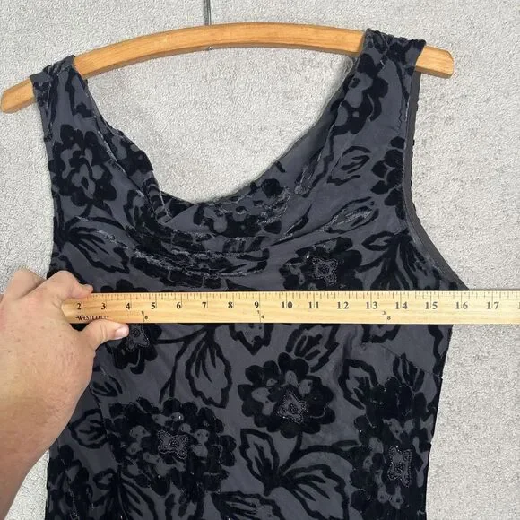 Eva Blue Size S Maxi Velvet Burnout Dress Whimsigoth Gothic Vamp Dark Fairy 90s - Picture 7 of 16